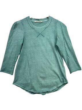 We The Free Women's Distressed Casual Top 3/4 Sleeve Stretch Size XS Light Green